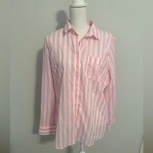 NWT JCrew Pink and White Striped Button-Up Shirt